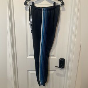 Aviator Nation Sweatpants Navy Blue with Blue Ombré Stripes M